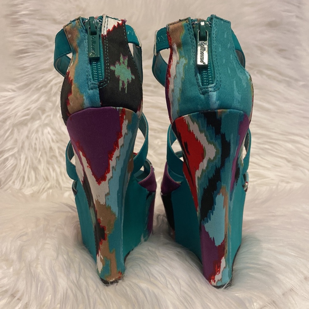 Dollhouse Mayans Multi Colored Platform Wedges - image 8